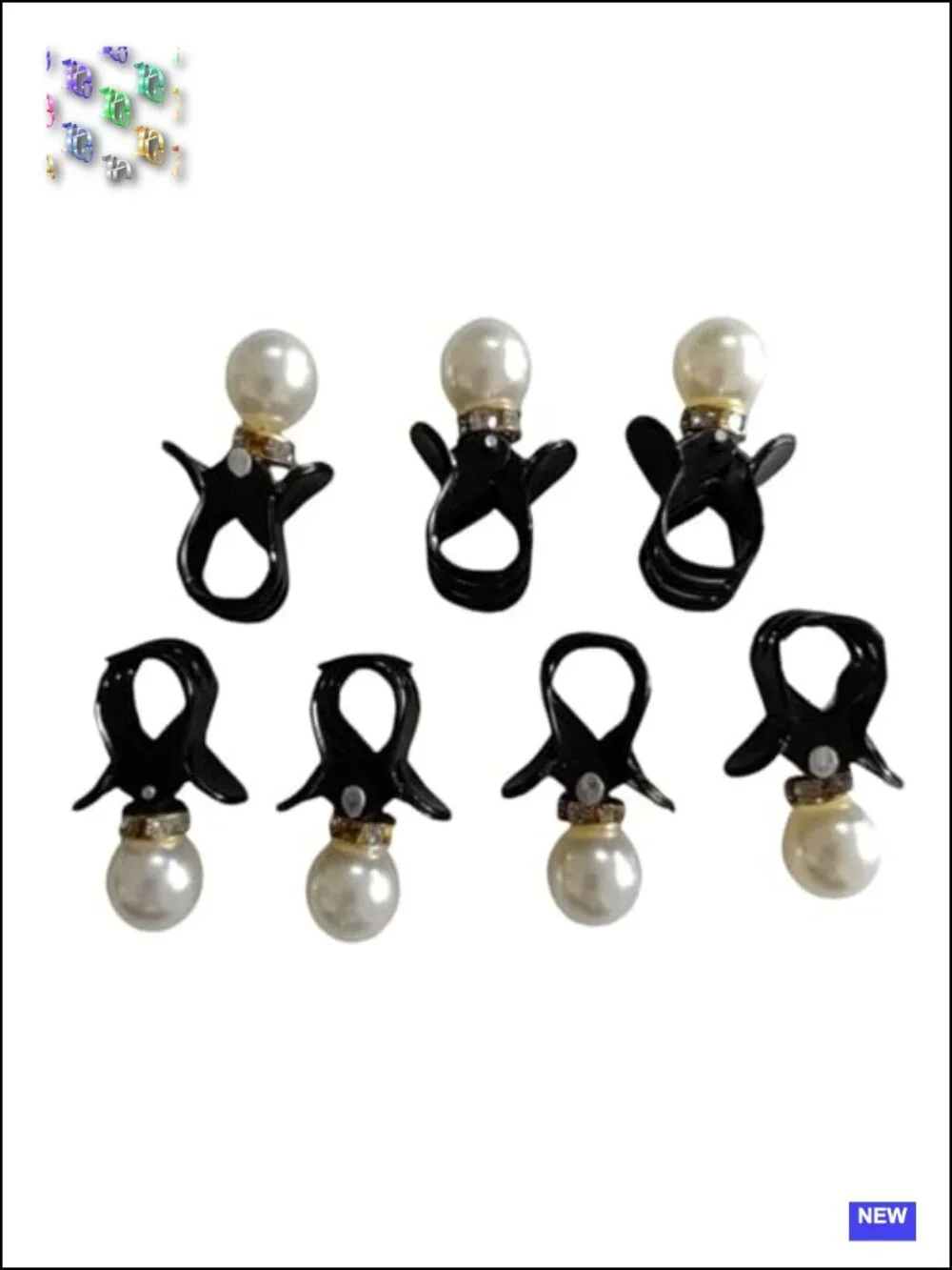 Mini Pearl Claw Clips for Women, 7 Pcs, Strong Hold Non-Slip Jaw Clips for Thin